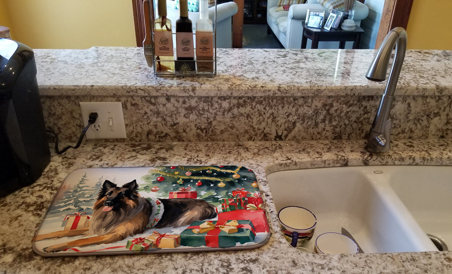Belgian Tervuren Cozy Christmas Dish Drying Mat
