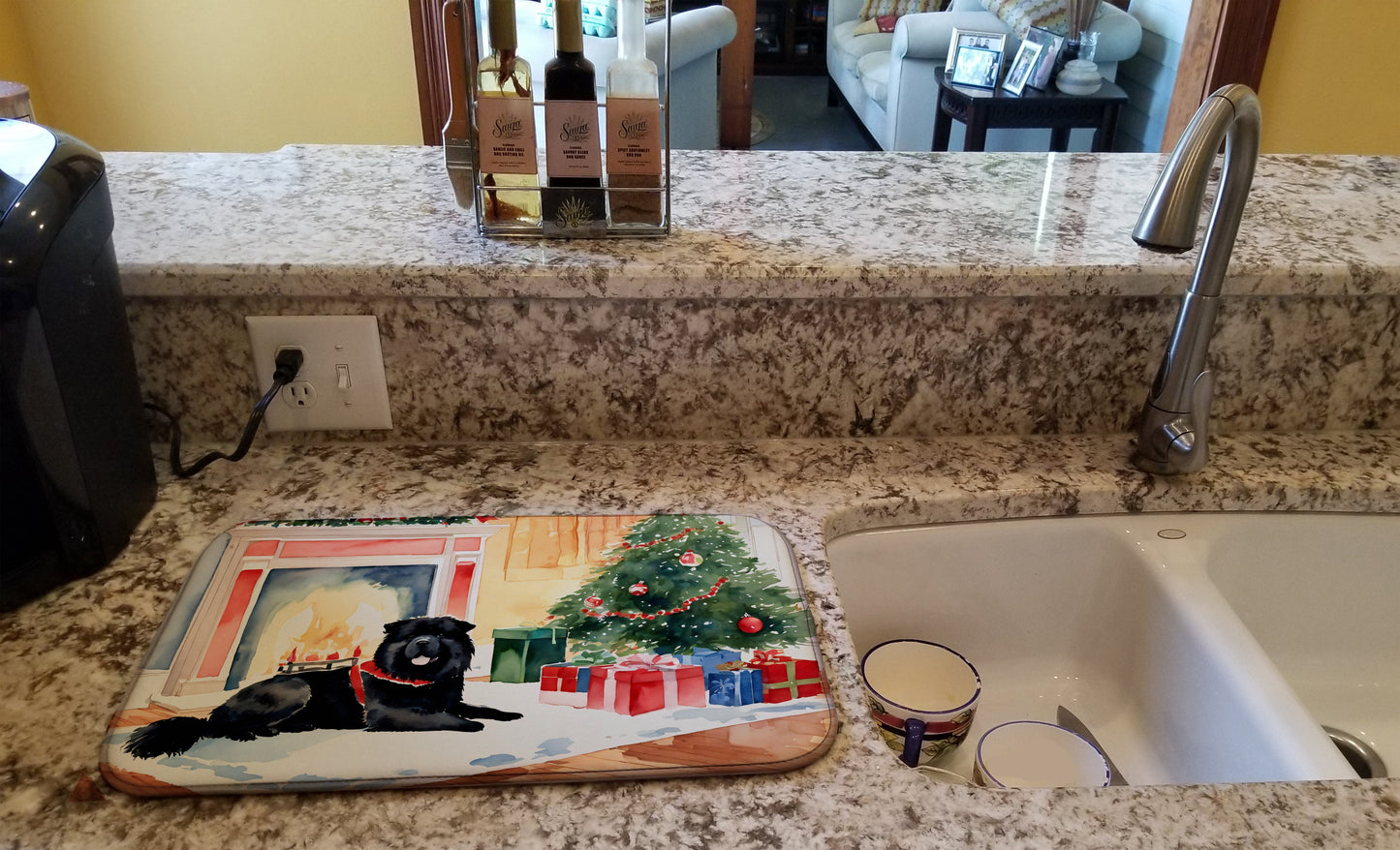 Chow Chow Cozy Christmas Dish Drying Mat