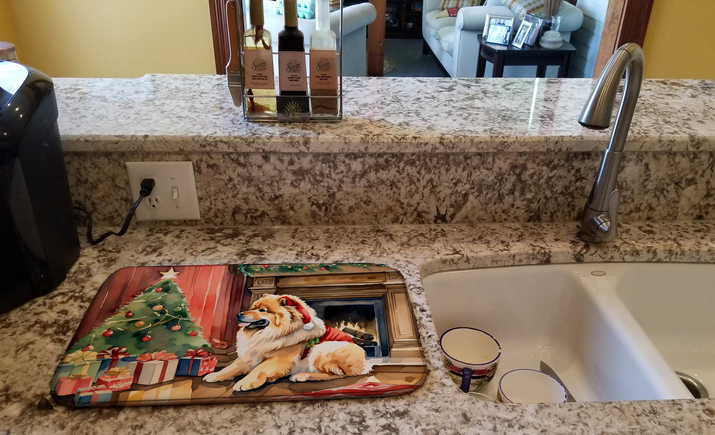 Chow Chow Cozy Christmas Dish Drying Mat