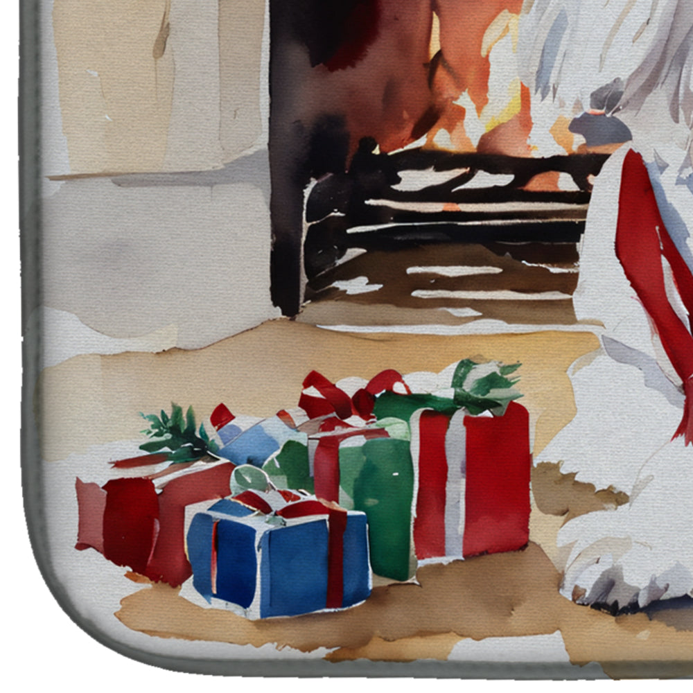 Coton De Tulear Cozy Christmas Dish Drying Mat