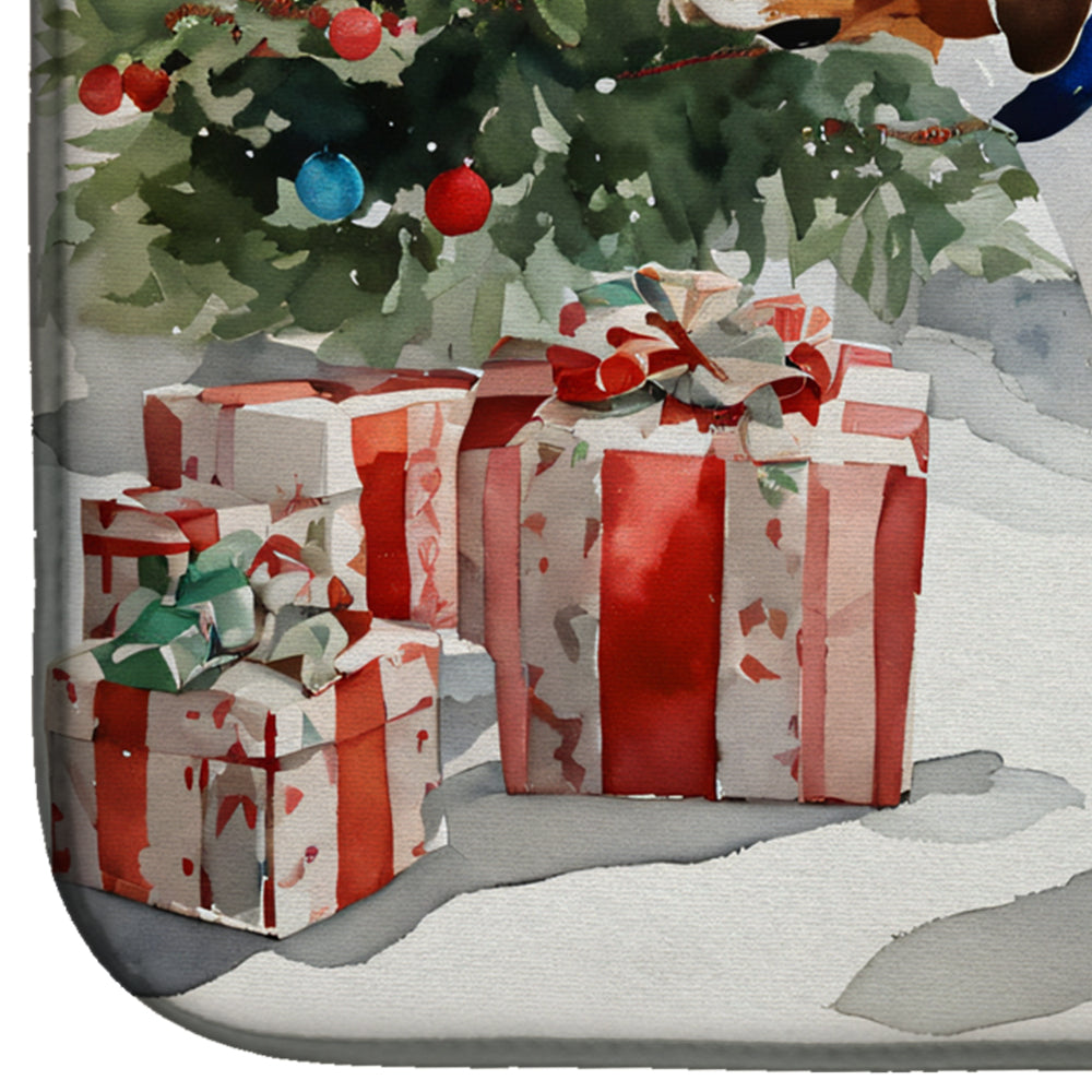 English Foxhound Cozy Christmas Dish Drying Mat