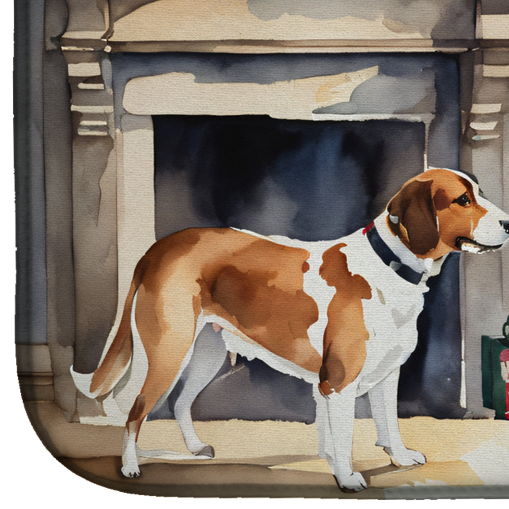 English Foxhound Cozy Christmas Dish Drying Mat