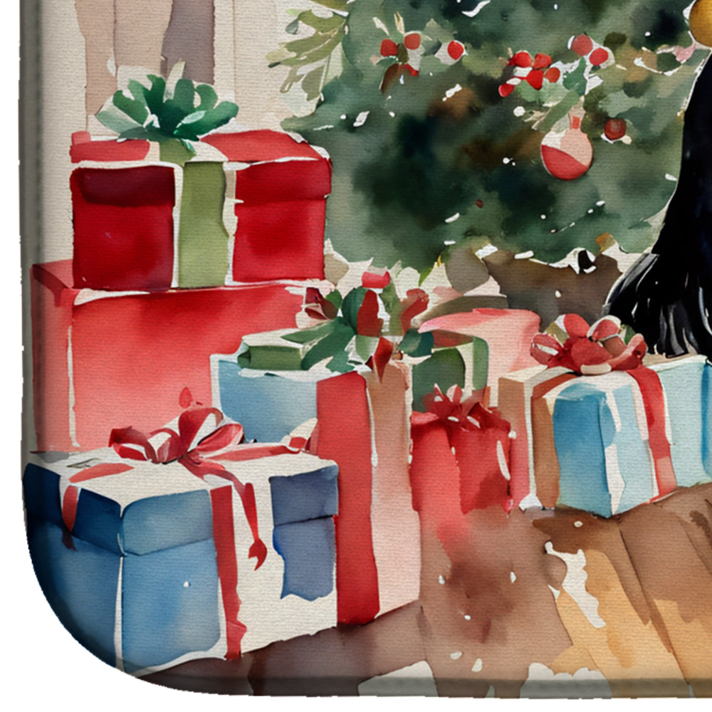 Flat-Coated Retriever Cozy Christmas Dish Drying Mat