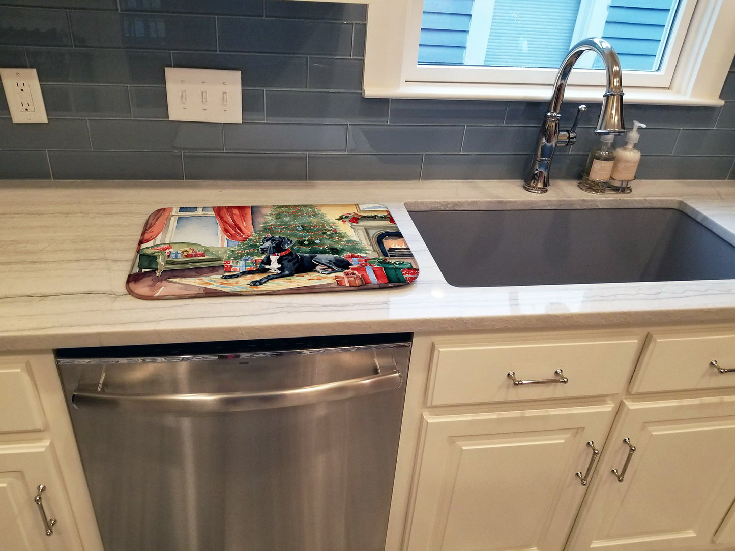 Great Dane Cozy Christmas Dish Drying Mat