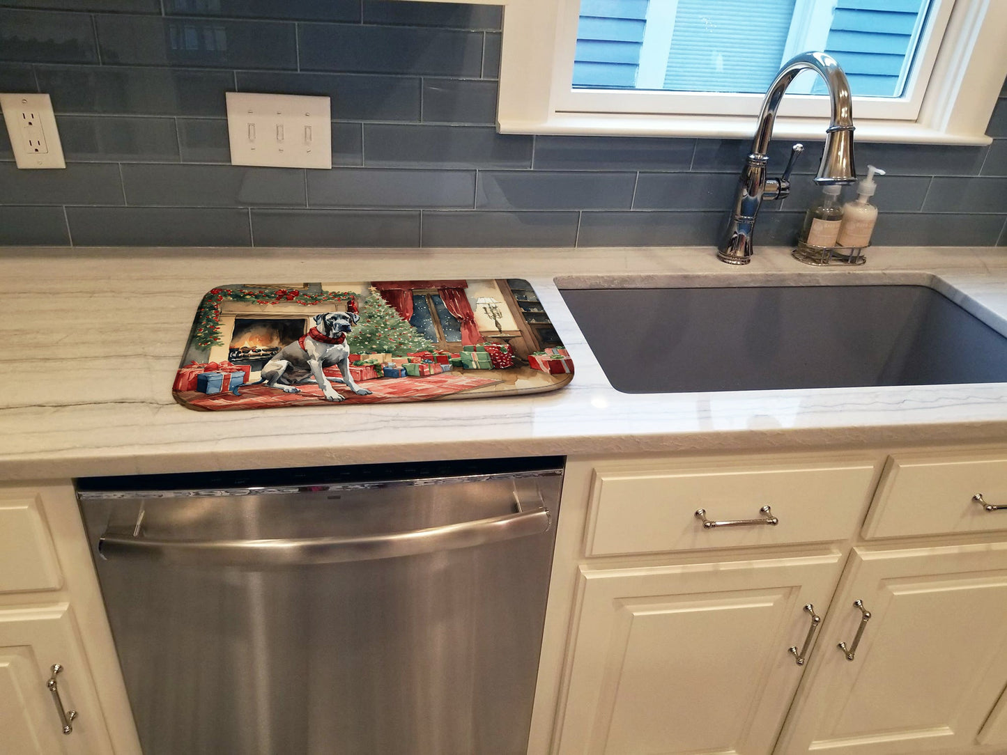 Great Dane Cozy Christmas Dish Drying Mat