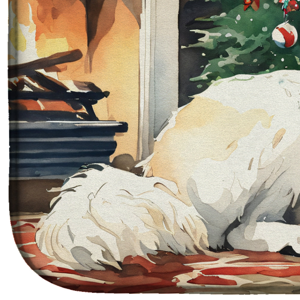 Great Pyrenees Cozy Christmas Dish Drying Mat