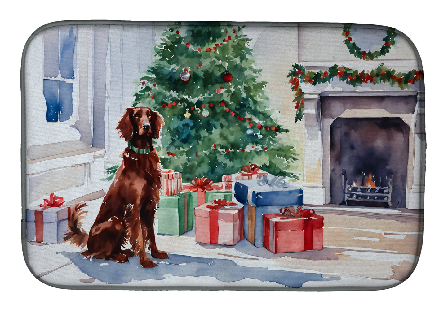 Buy this Irish Setter Cozy Christmas Dish Drying Mat