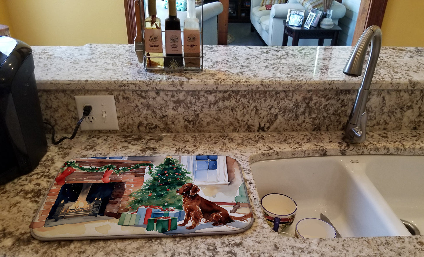 Irish Setter Cozy Christmas Dish Drying Mat