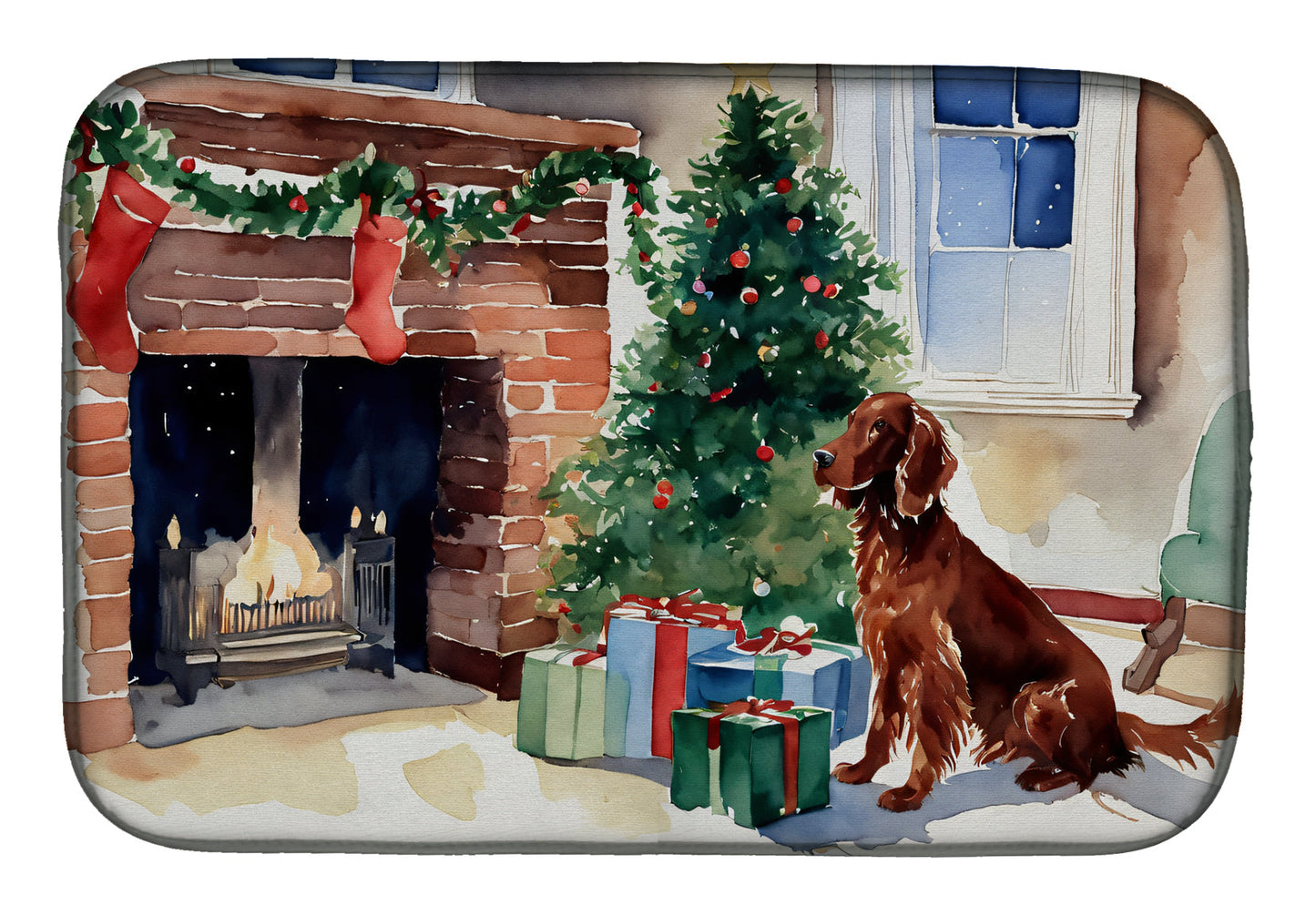 Buy this Irish Setter Cozy Christmas Dish Drying Mat