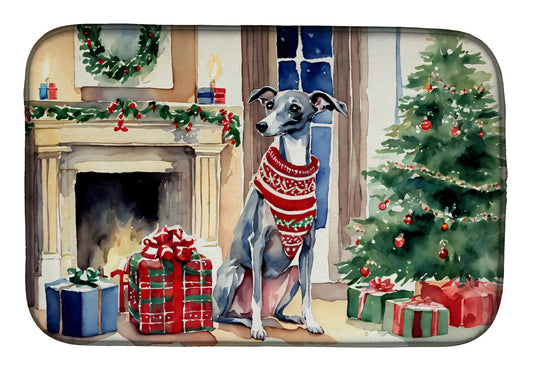 Buy this Italian Greyhound Cozy Christmas Dish Drying Mat