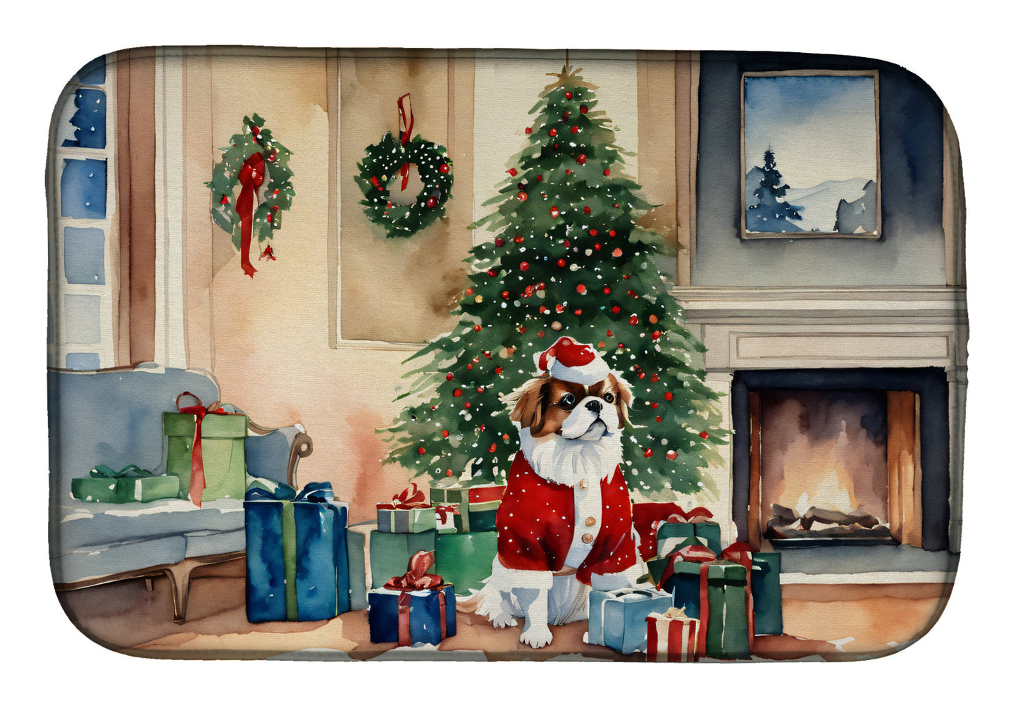 Buy this Japanese Chin Cozy Christmas Dish Drying Mat