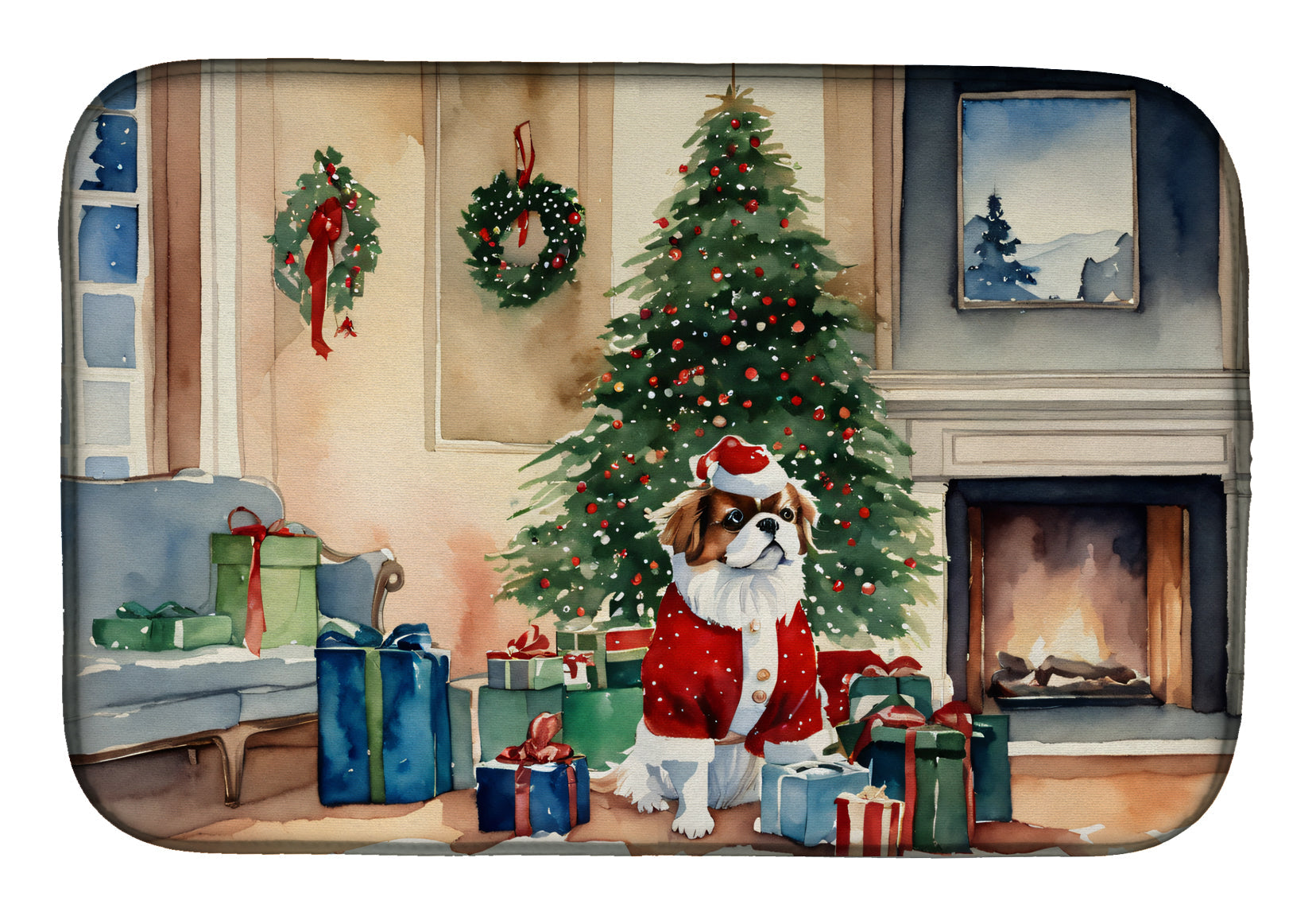 Buy this Japanese Chin Cozy Christmas Dish Drying Mat