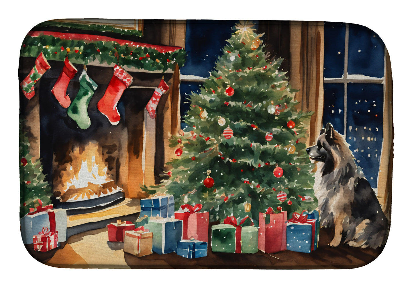 Buy this Keeshond Cozy Christmas Dish Drying Mat