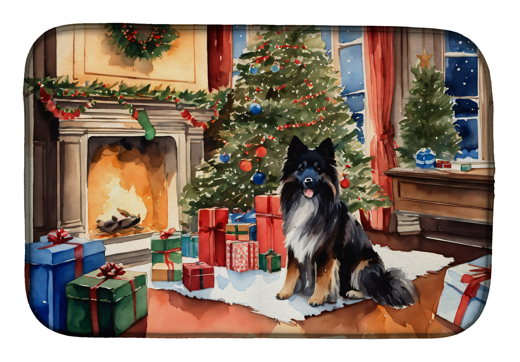 Buy this Keeshond Cozy Christmas Dish Drying Mat
