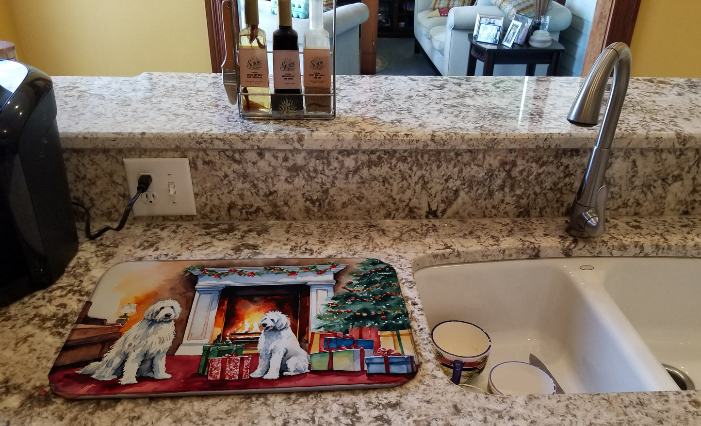 Komondor Cozy Christmas Dish Drying Mat