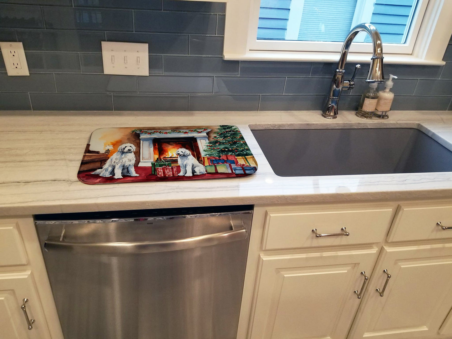 Komondor Cozy Christmas Dish Drying Mat