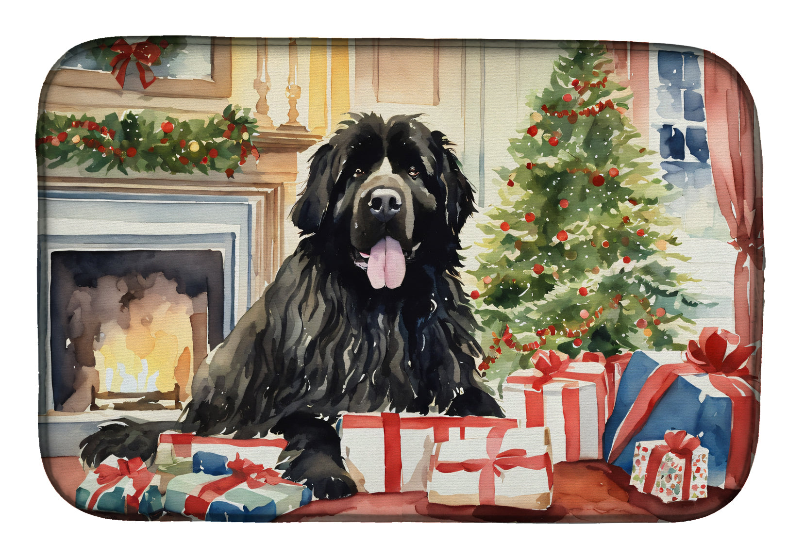 Buy this Newfoundland Cozy Christmas Dish Drying Mat