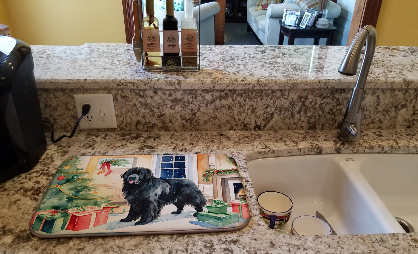 Newfoundland Cozy Christmas Dish Drying Mat