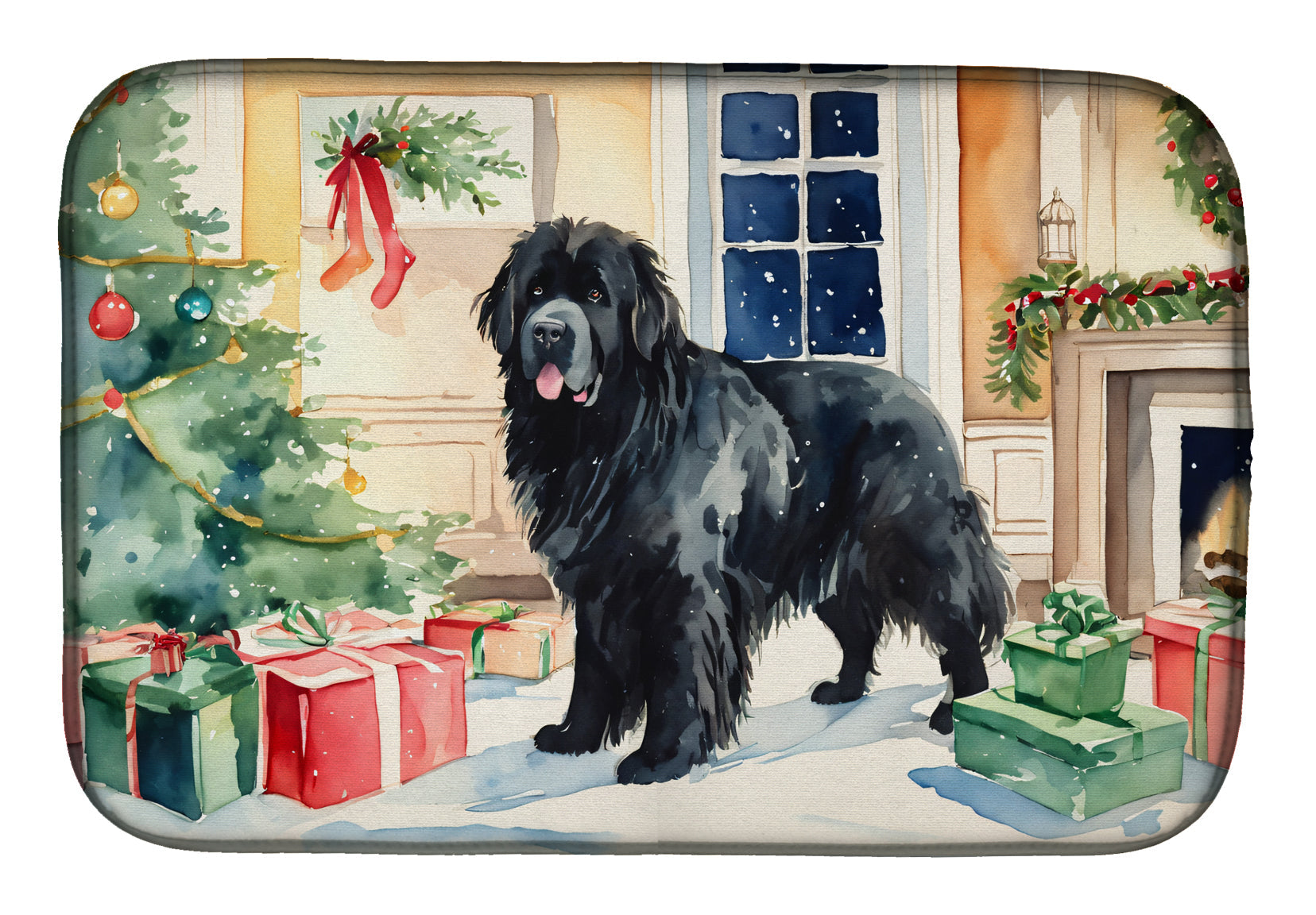 Buy this Newfoundland Cozy Christmas Dish Drying Mat