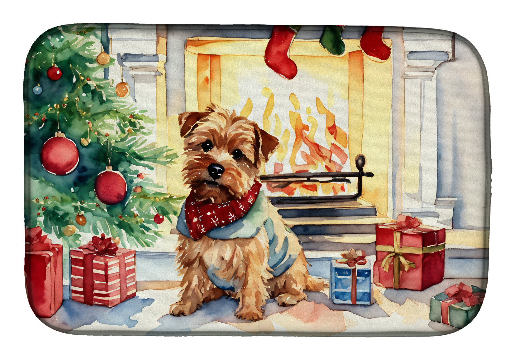 Buy this Norfolk Terrier Cozy Christmas Dish Drying Mat