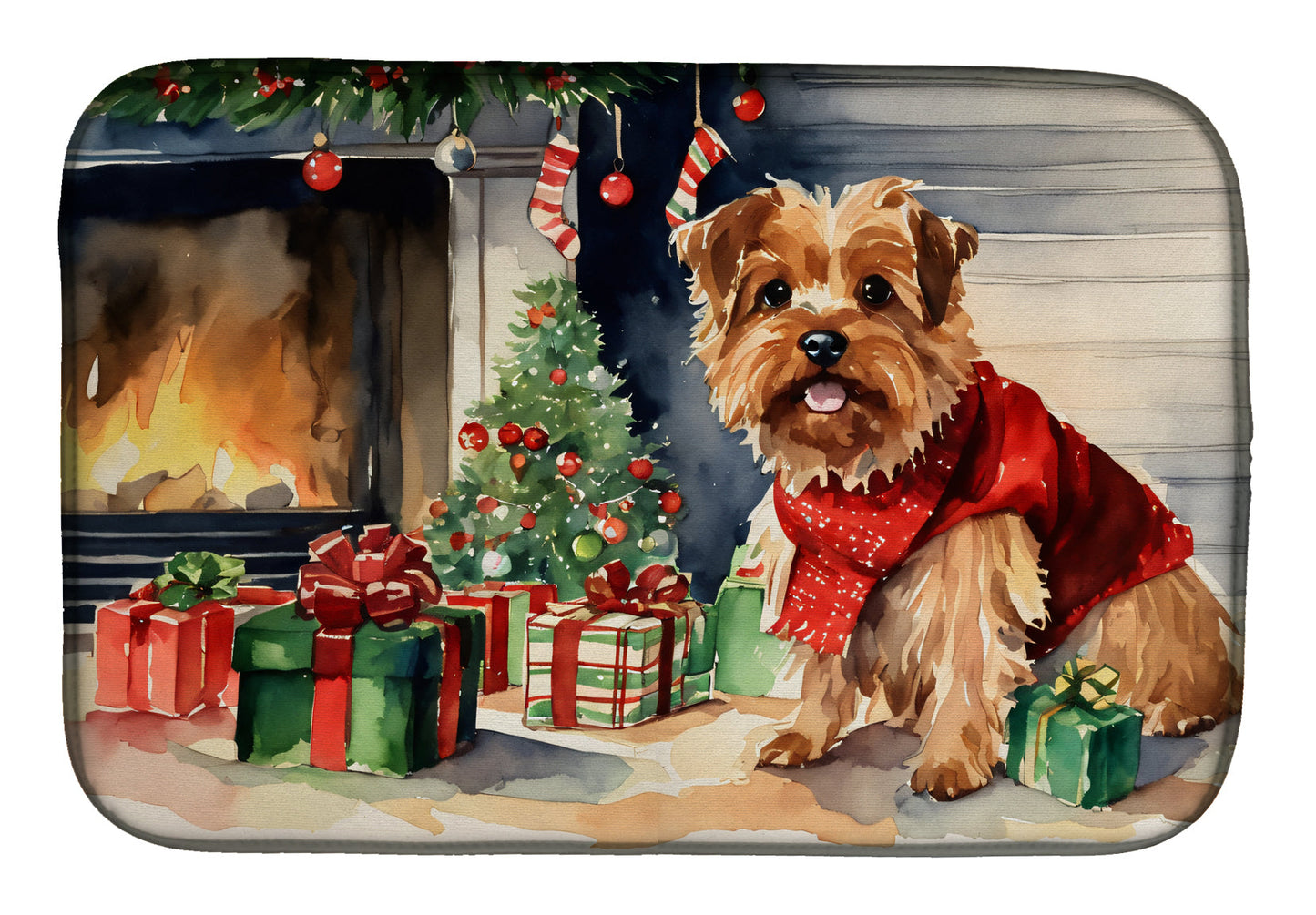 Buy this Norfolk Terrier Cozy Christmas Dish Drying Mat