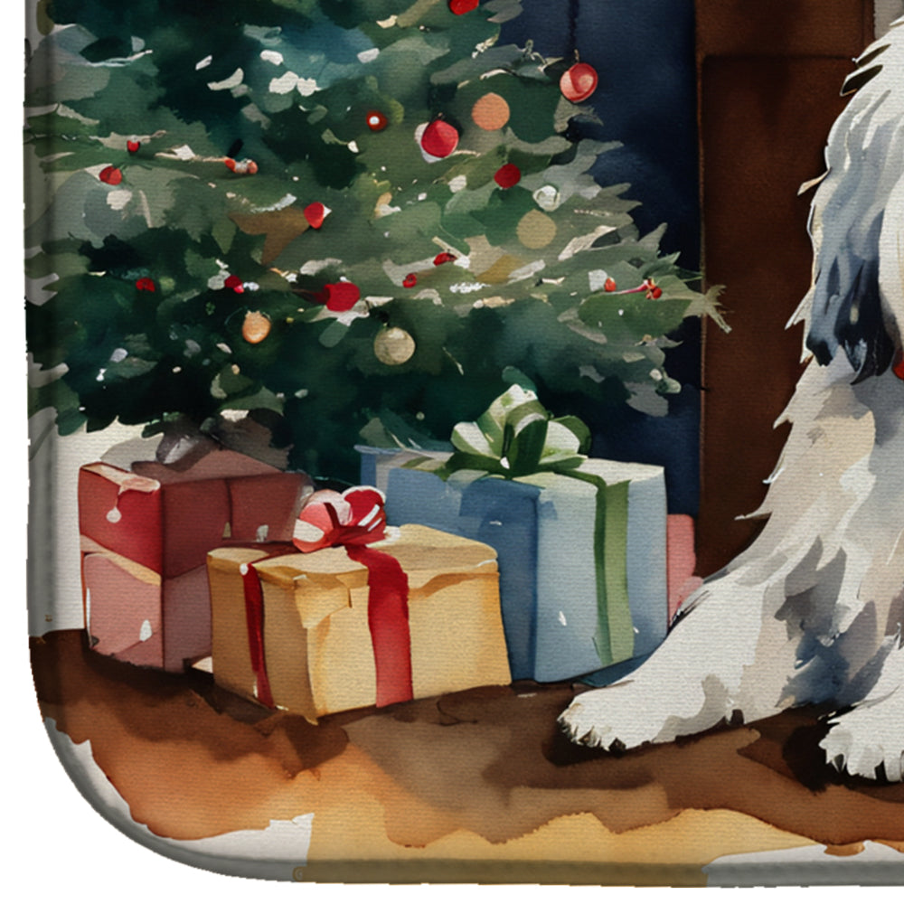 Old English Sheepdog Cozy Christmas Dish Drying Mat