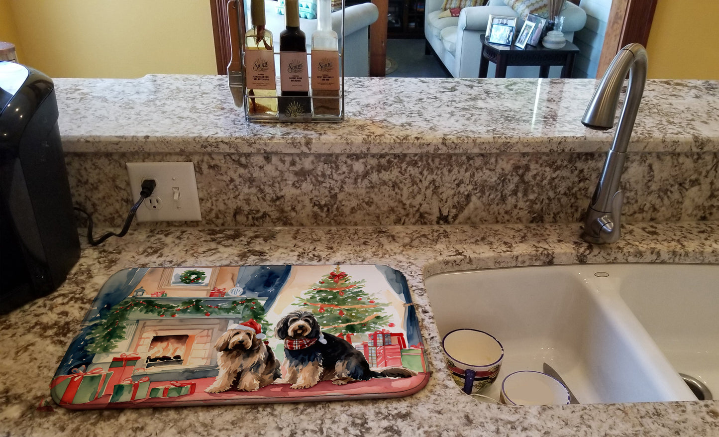 Otterhound Cozy Christmas Dish Drying Mat