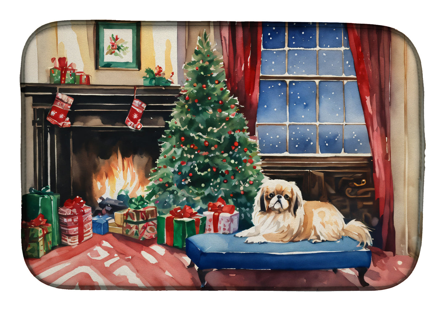 Buy this Pekingese Cozy Christmas Dish Drying Mat