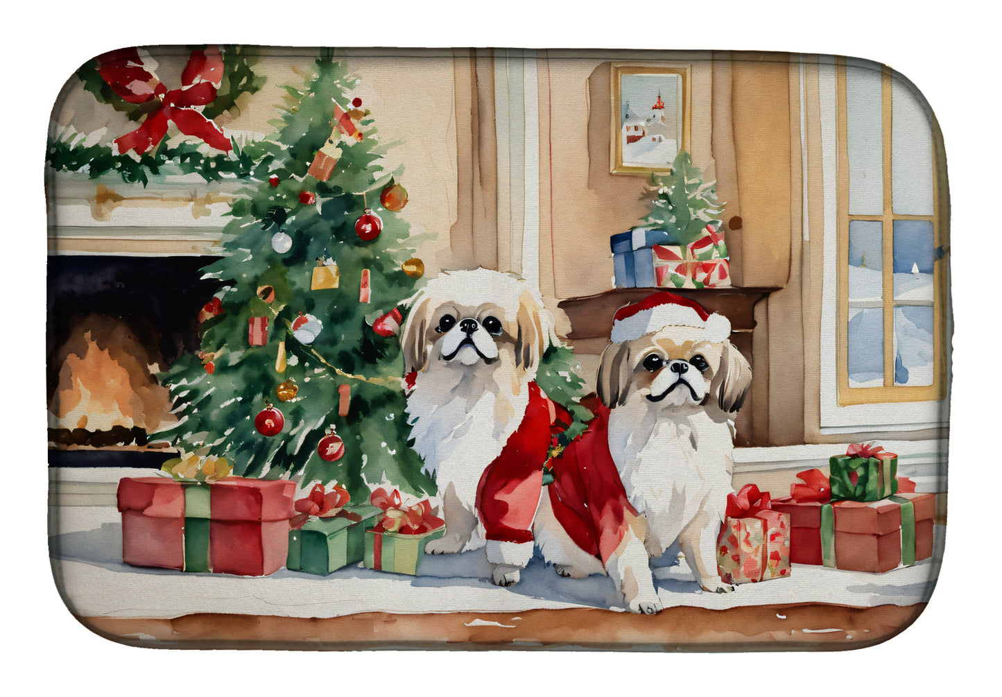 Buy this Pekingese Cozy Christmas Dish Drying Mat