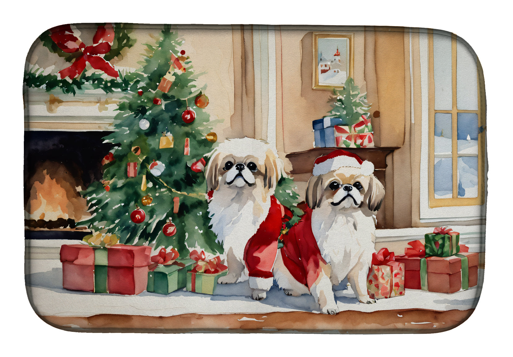 Buy this Pekingese Cozy Christmas Dish Drying Mat