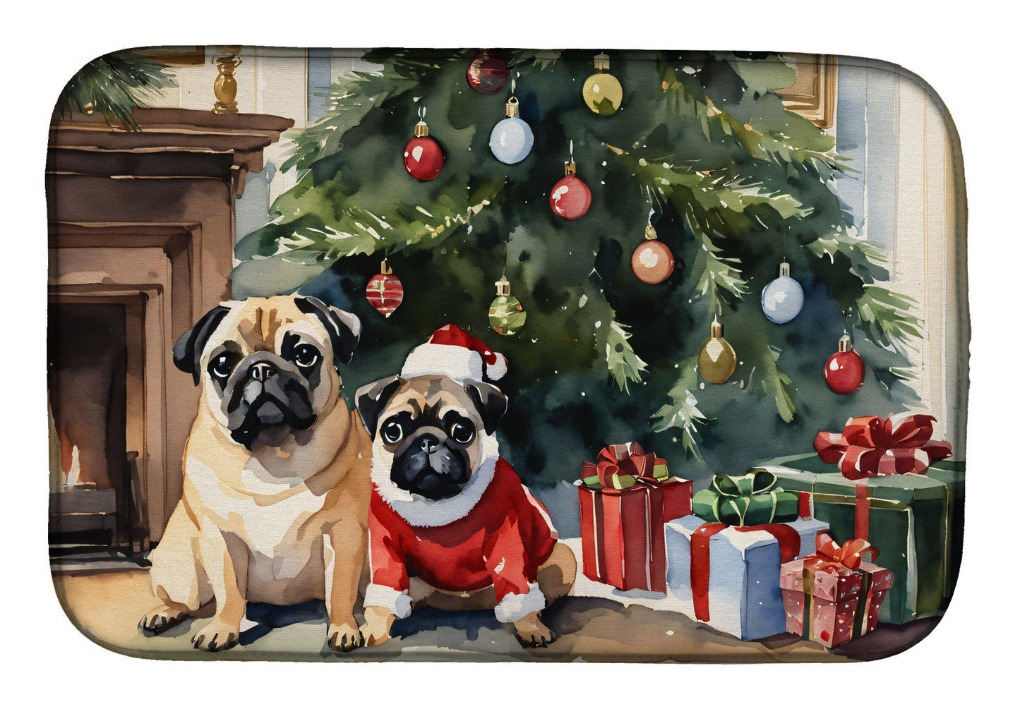 Buy this Pug Cozy Christmas Dish Drying Mat
