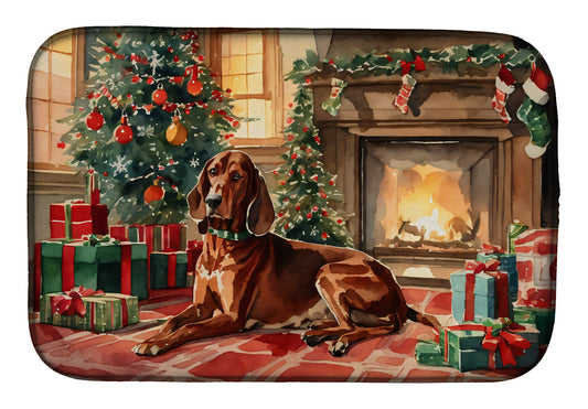 Buy this Redbone Coonhound Cozy Christmas Dish Drying Mat