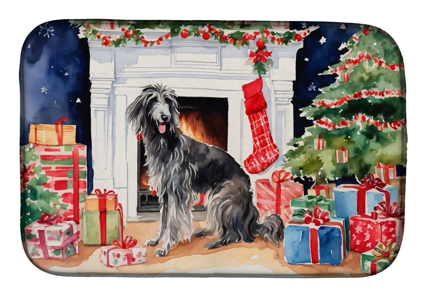 Buy this Scottish Deerhound Cozy Christmas Dish Drying Mat