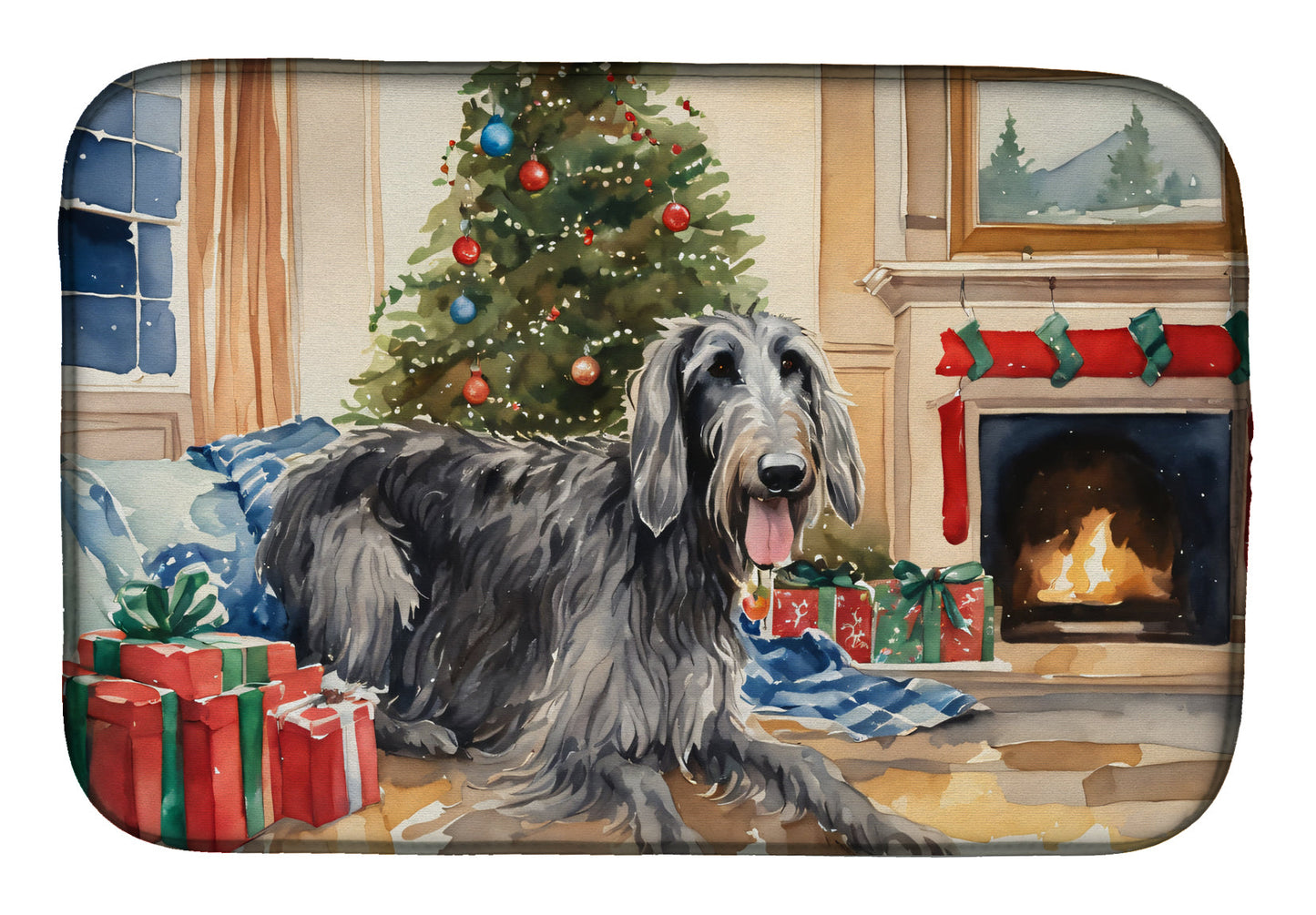 Buy this Scottish Deerhound Cozy Christmas Dish Drying Mat