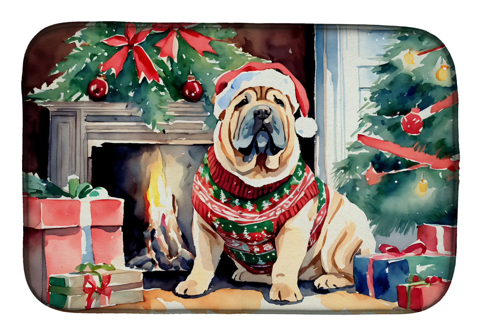 Buy this Shar Pei Cozy Christmas Dish Drying Mat