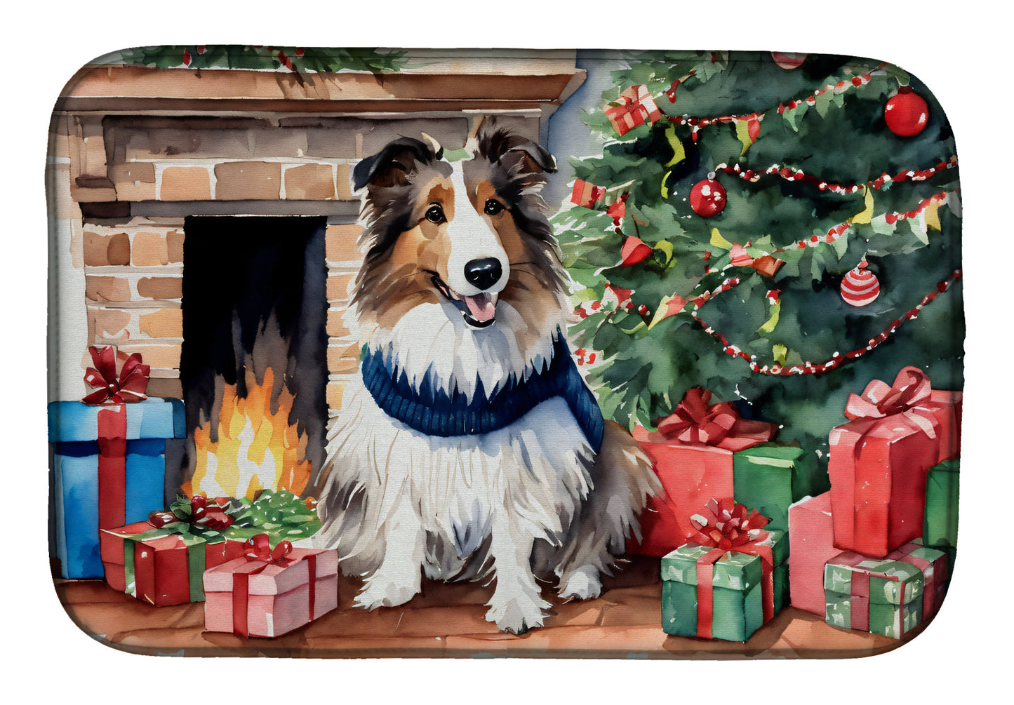 Buy this Sheltie Cozy Christmas Dish Drying Mat