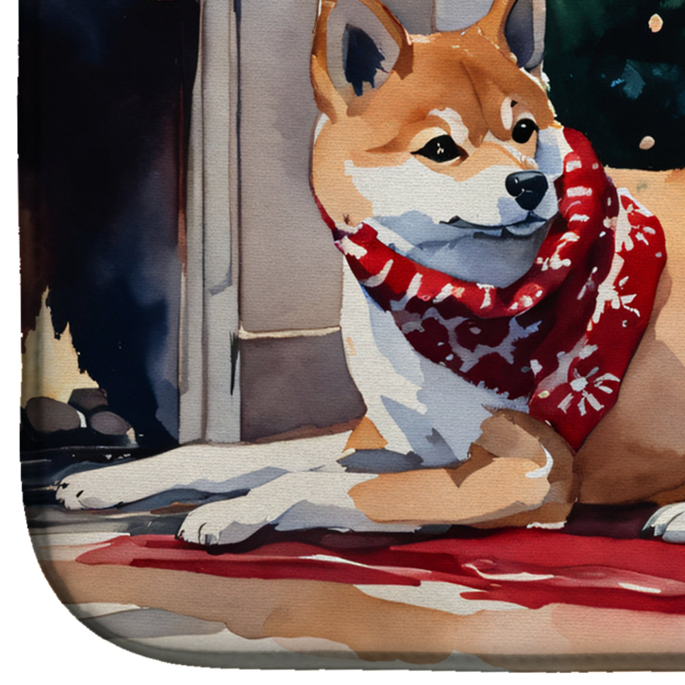 Shiba Inu Cozy Christmas Dish Drying Mat
