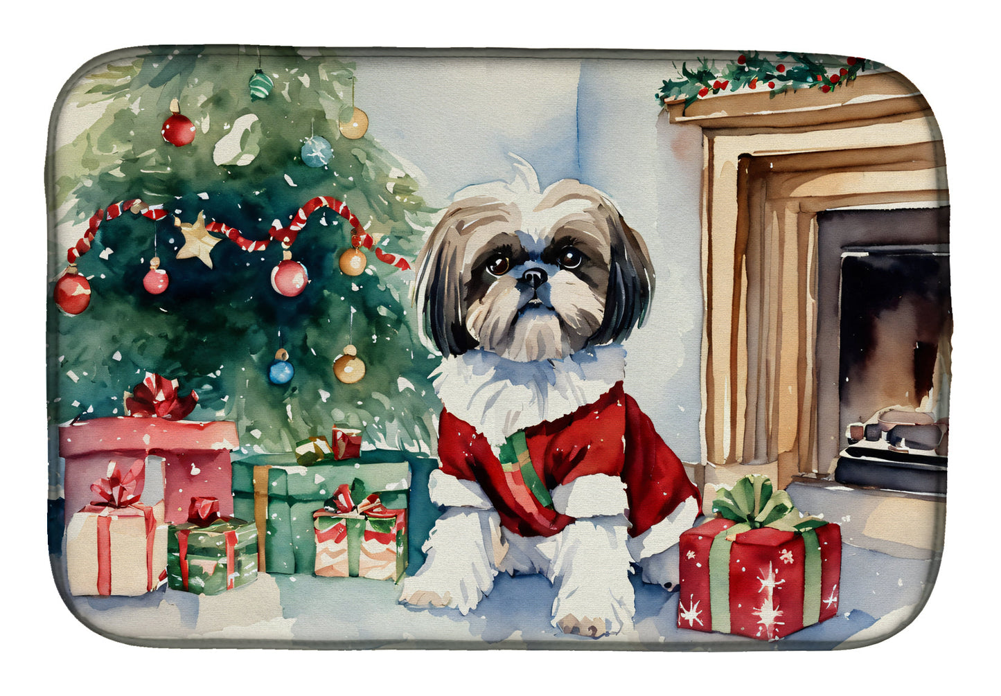 Buy this Shih Tzu Cozy Christmas Dish Drying Mat