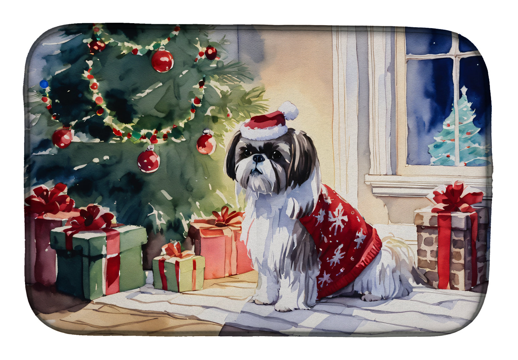 Buy this Shih Tzu Cozy Christmas Dish Drying Mat