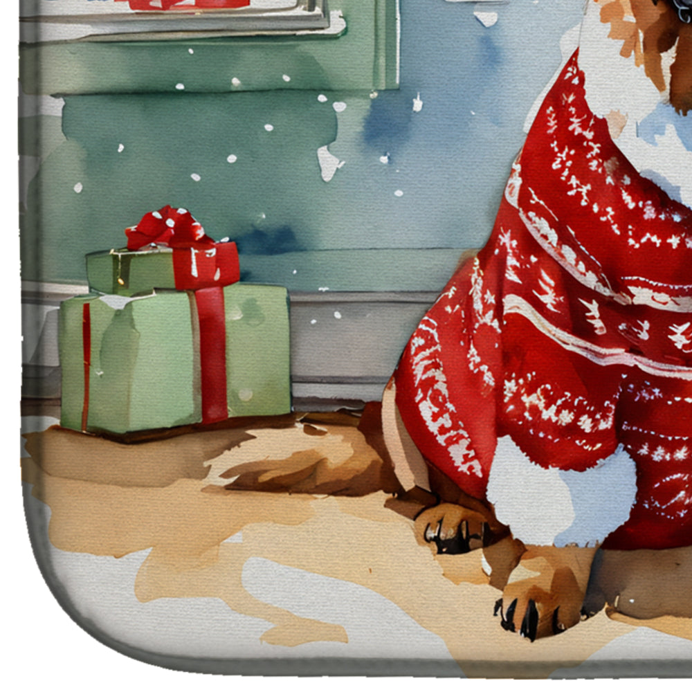 Tibetan Mastiff Cozy Christmas Dish Drying Mat