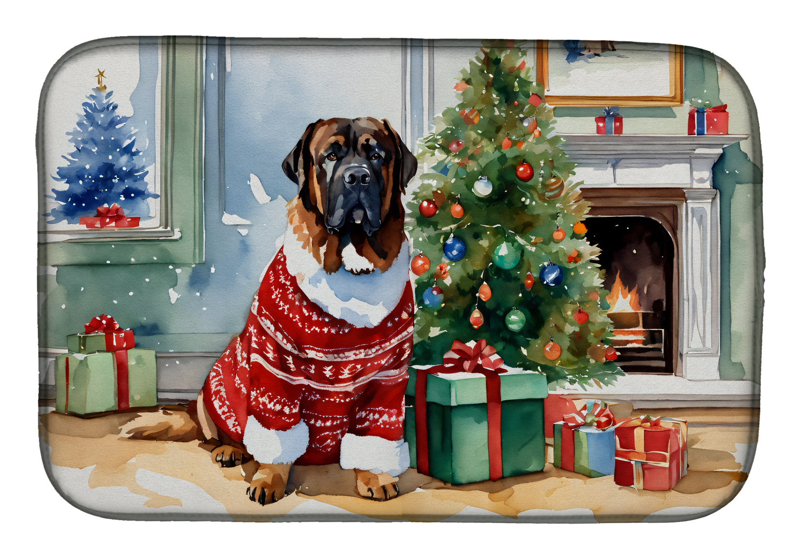 Buy this Tibetan Mastiff Cozy Christmas Dish Drying Mat