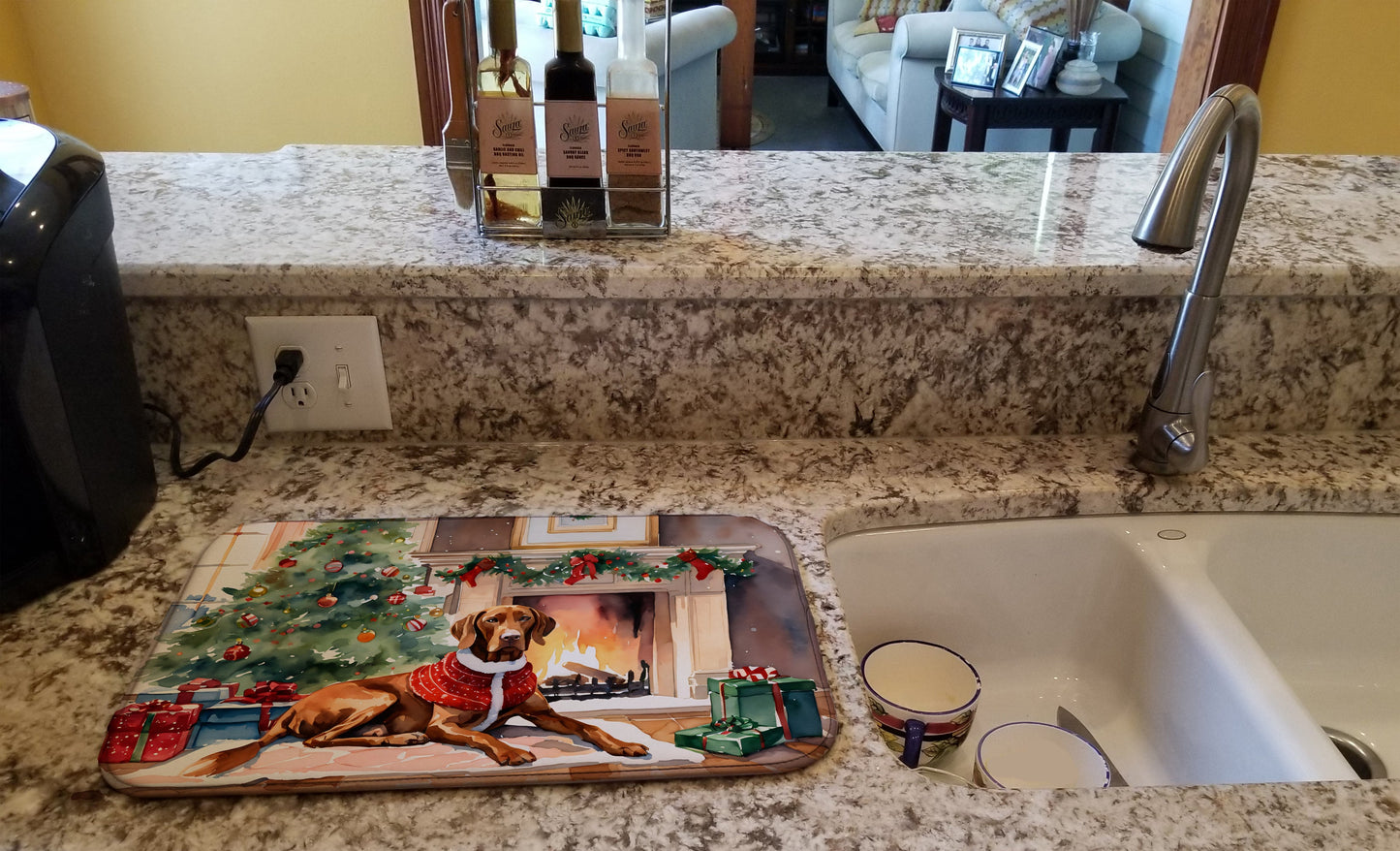 Vizsla Cozy Christmas Dish Drying Mat