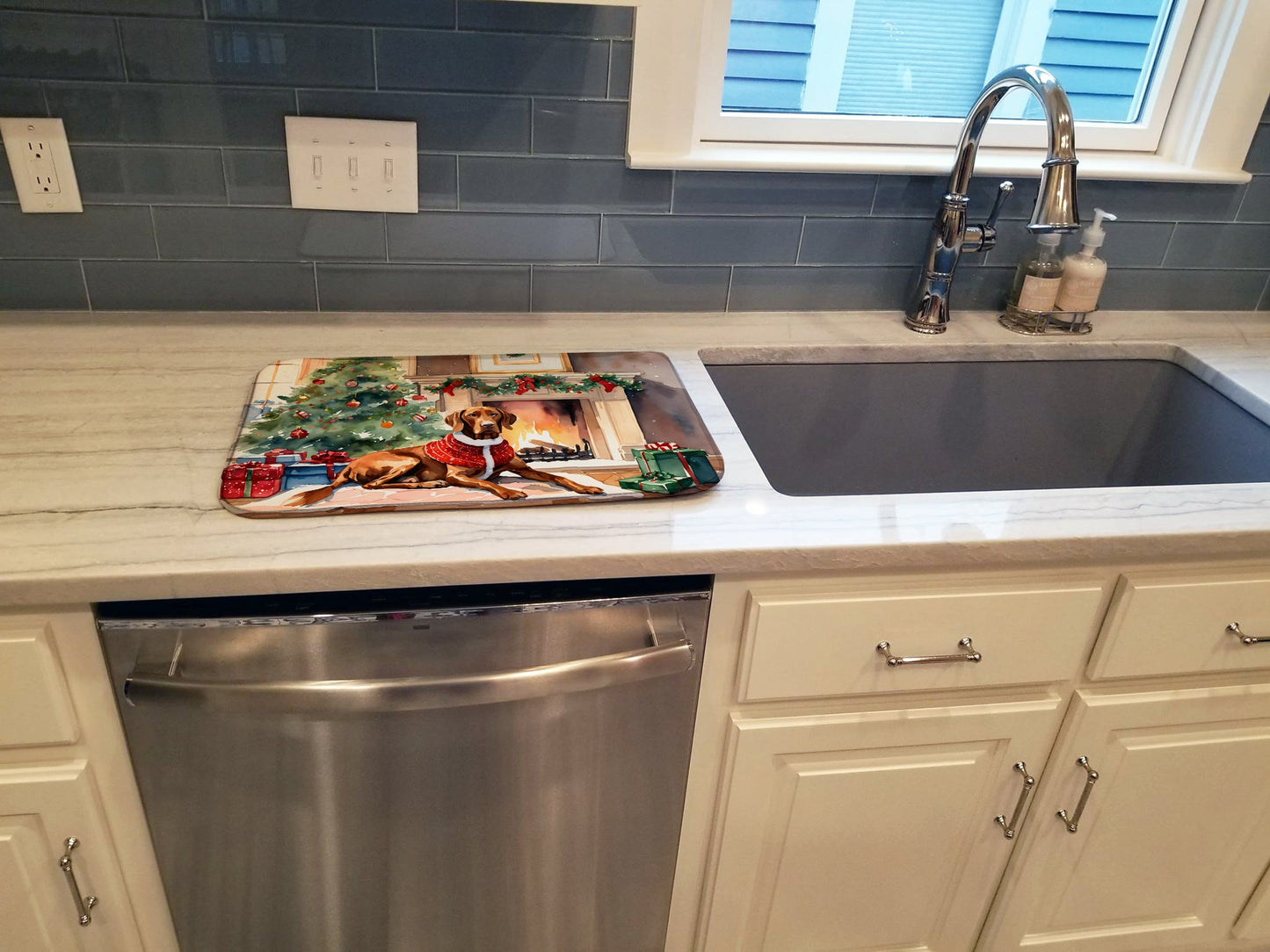 Vizsla Cozy Christmas Dish Drying Mat
