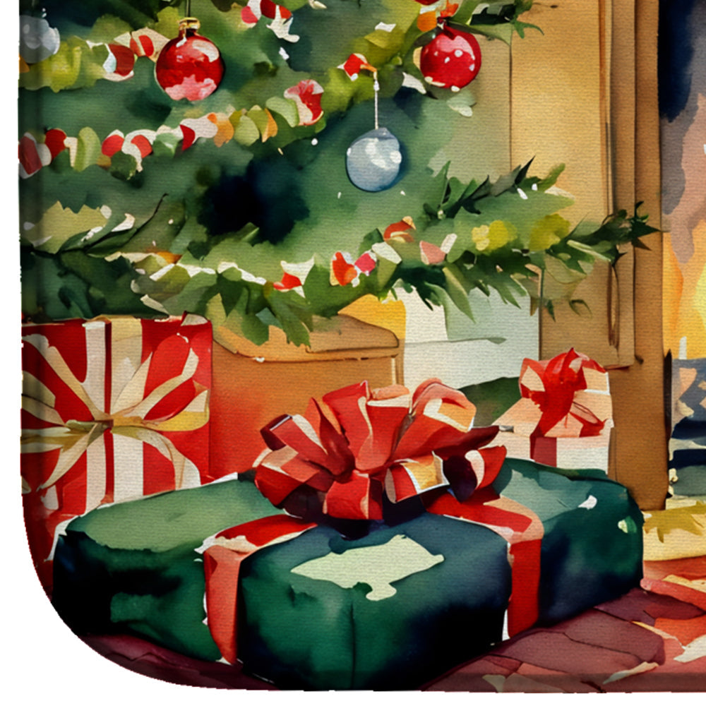 Welsh Terrier Cozy Christmas Dish Drying Mat