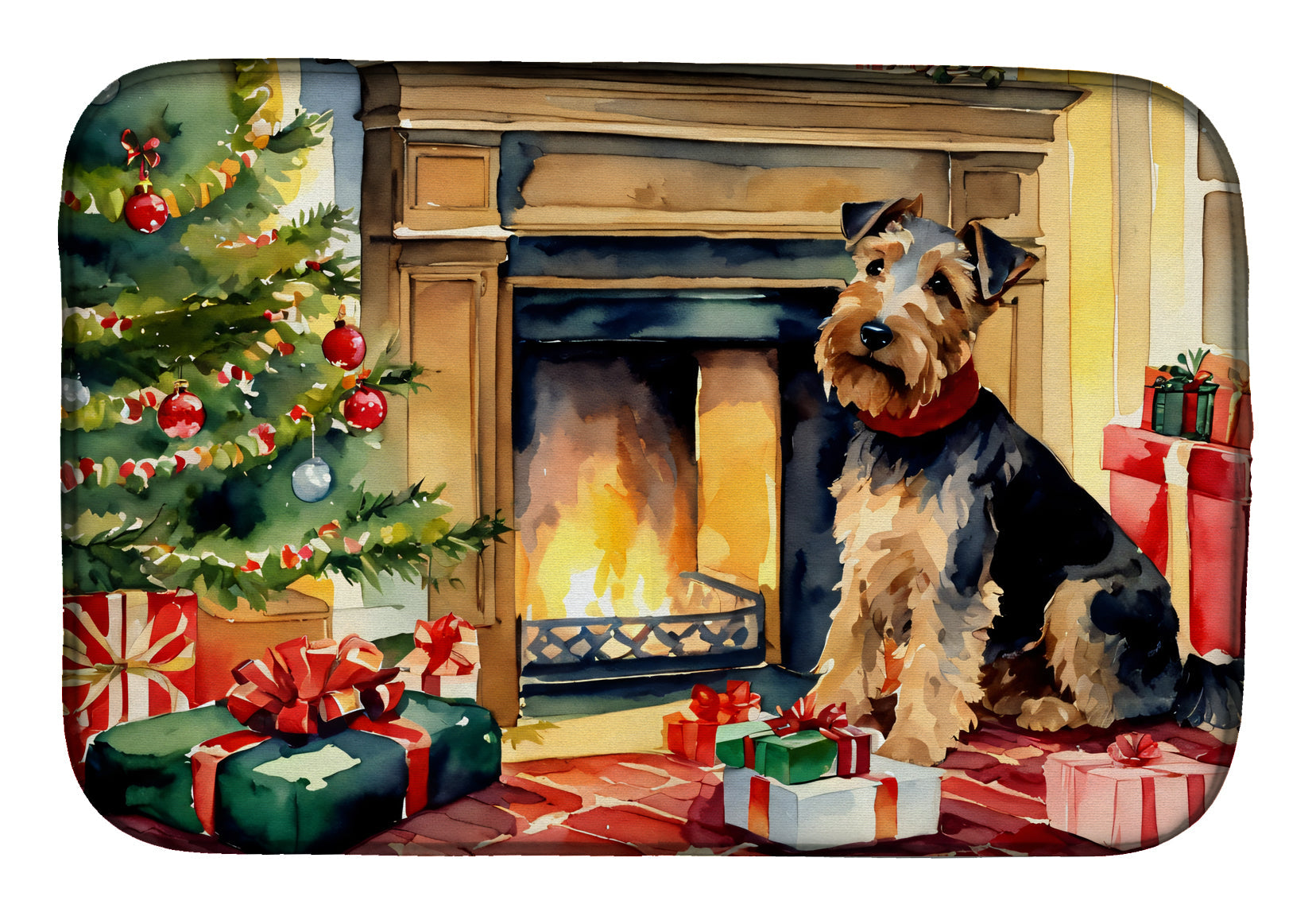 Buy this Welsh Terrier Cozy Christmas Dish Drying Mat