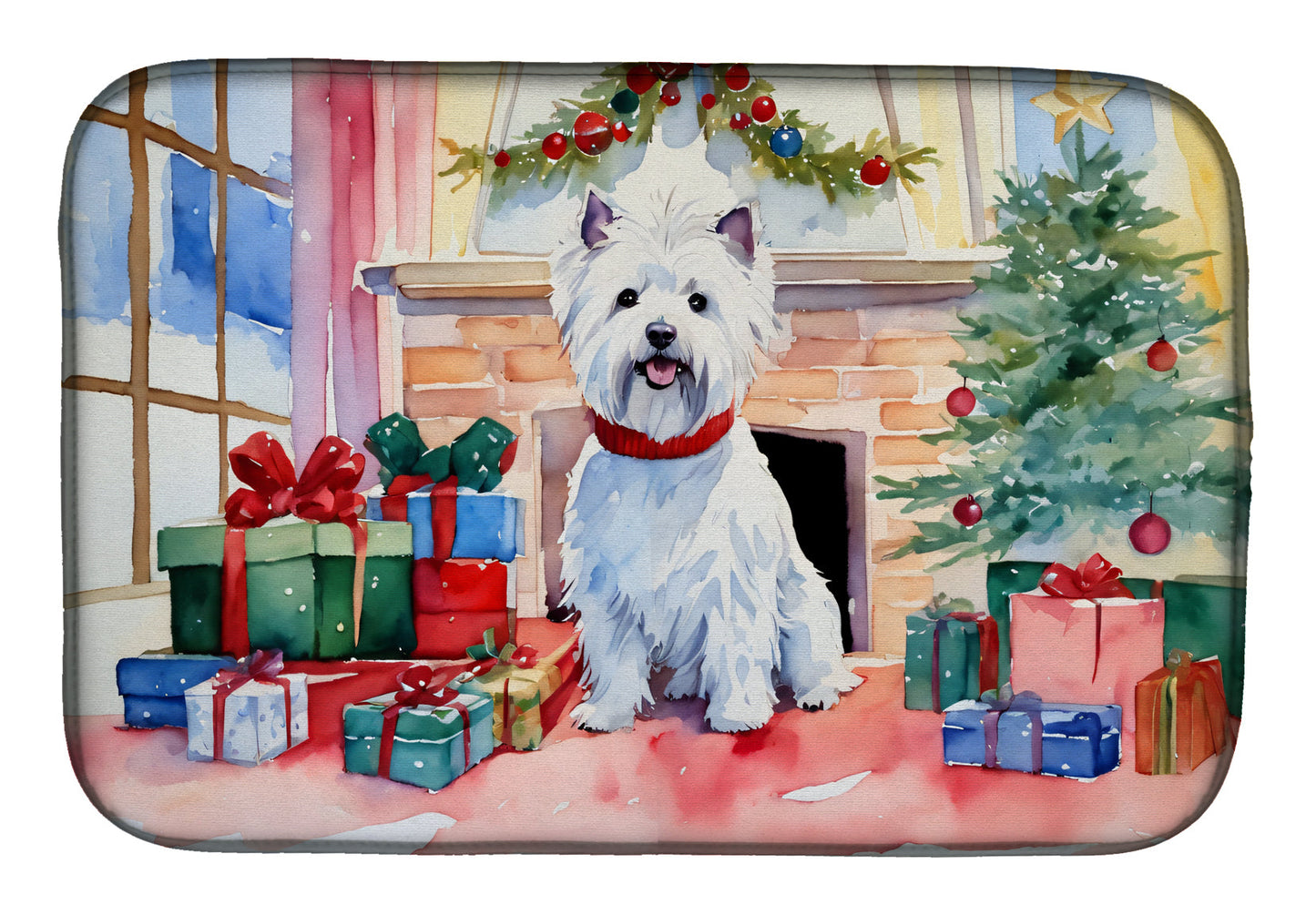 Buy this Westie Cozy Christmas Dish Drying Mat