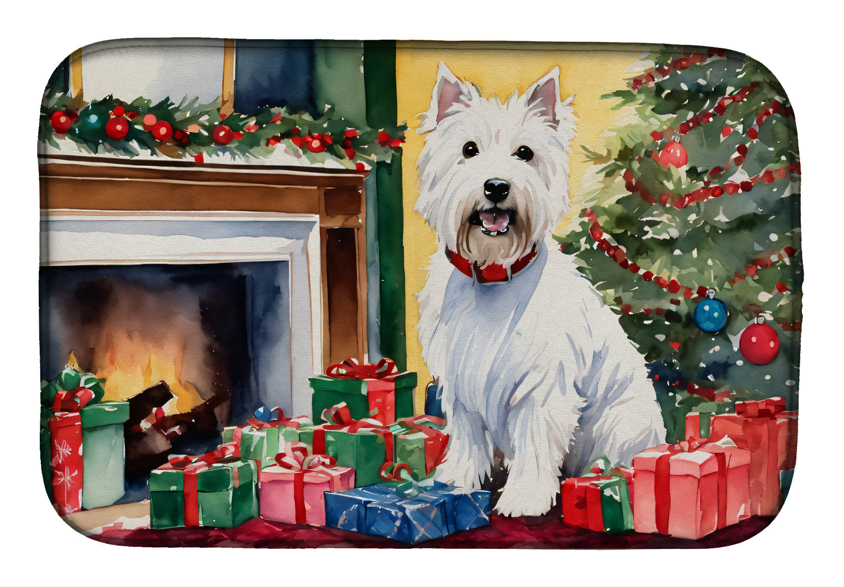 Buy this Westie Cozy Christmas Dish Drying Mat