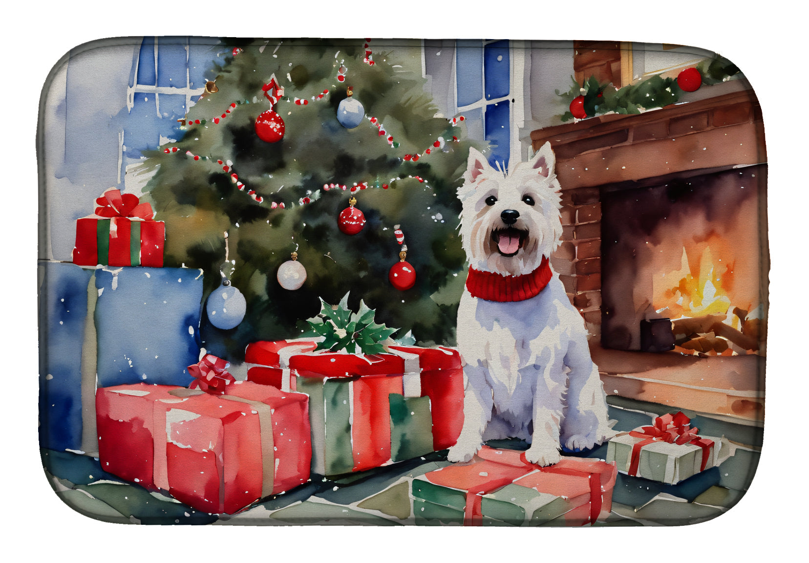 Buy this Westie Cozy Christmas Dish Drying Mat