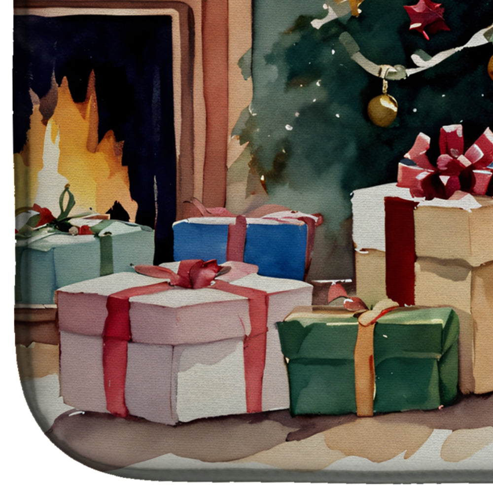 Fox Terrier Cozy Christmas Dish Drying Mat