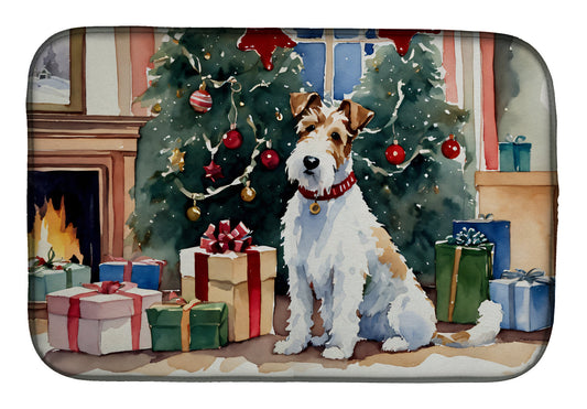 Buy this Fox Terrier Cozy Christmas Dish Drying Mat